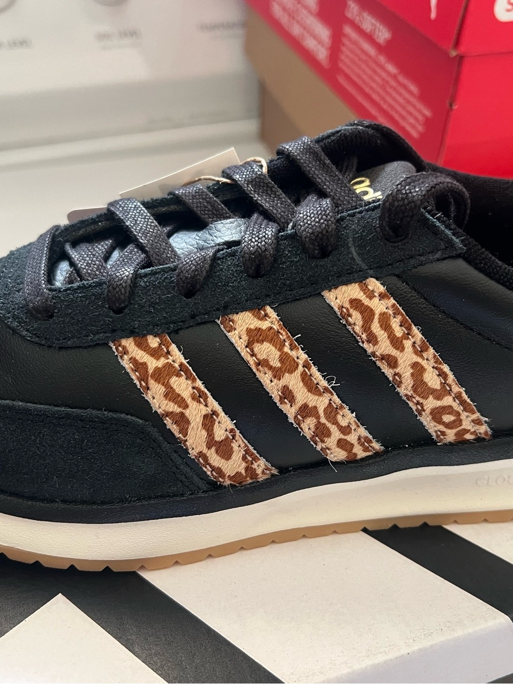 adidas Run 70s 2.0 Black with leopard Accent Sneakers